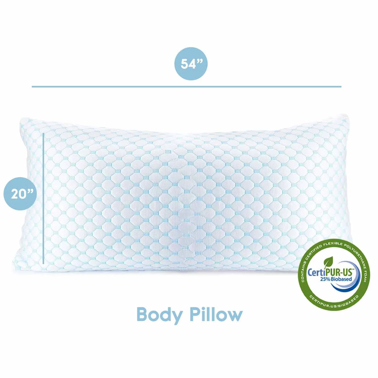Virtu Temperature Regulating Reversible Cooling Body Pillow for Adult, Adjustable Memory Foam Long Body Pillows for Bed, 20" X 54"