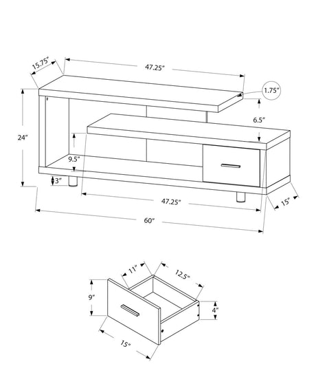 Art-Deco 60-Inch Black Grey Particle Board TV Stand - Sleep Galleria
