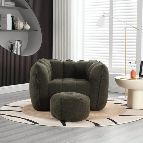 Soft Chenille Bean Bag Chair with Foam - Calmora - Sleep Galleria