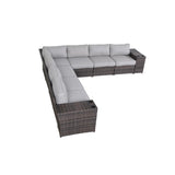 9-Piece Espresso HDPE Rattan Outdoor Sectional Sofa Set