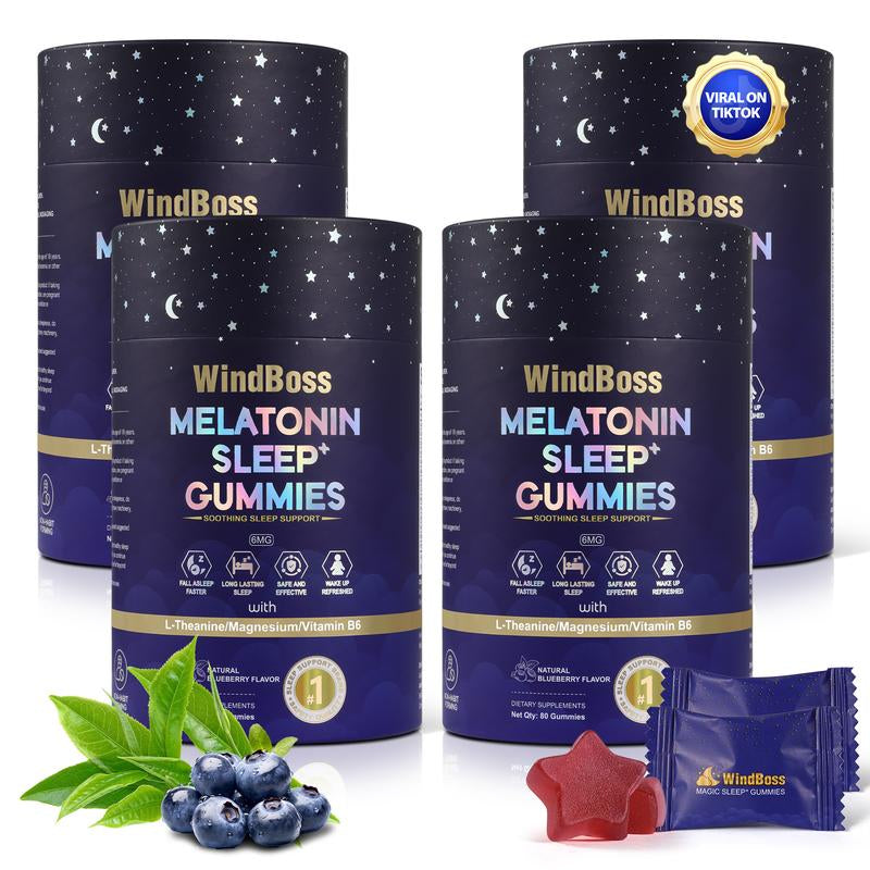 Windboss Natural Sleep Aid Gummies -80 Count- Delicious & Effective Melatonin 6 Mg Sleep+ Gummies for Adults a Restful Night'S Sleep