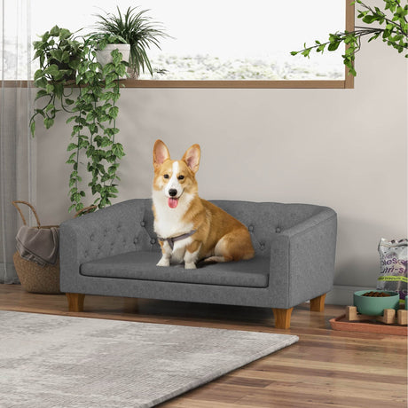 Elevated Gray Pine Wood Pet Sofa Bed - Sleep Galleria