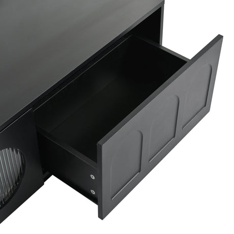 Smart LED Bluetooth Black Particle Board TV Stand - Sleep Galleria