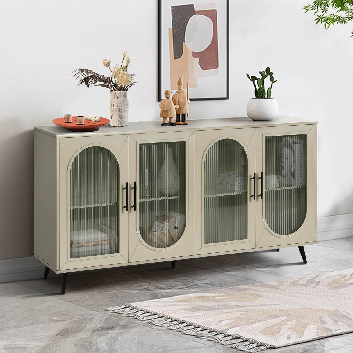Antique Gold Wood TV Stand With Storage Cabinet - Sleep Galleria
