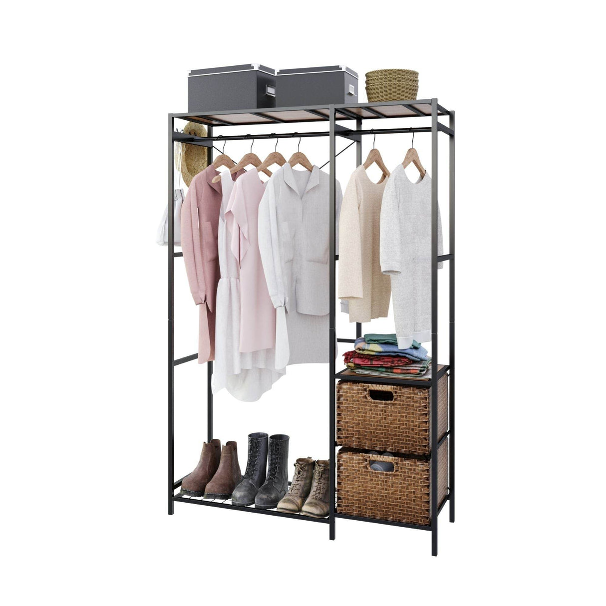 Acacia Wood and Steel Heavy Duty Garment Rack