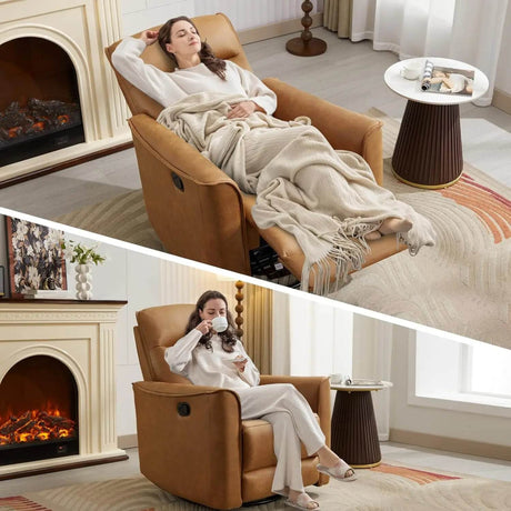 Manual Swivel Recliner Chair with Padded Support - EBELLO - Sleep Galleria
