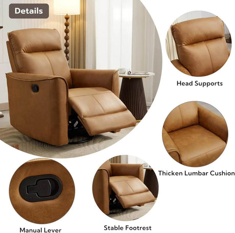 Manual Swivel Recliner Chair with Padded Support - EBELLO - Sleep Galleria