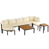 Modern Outdoor Beige Iron Frame Sectional Sofa Set