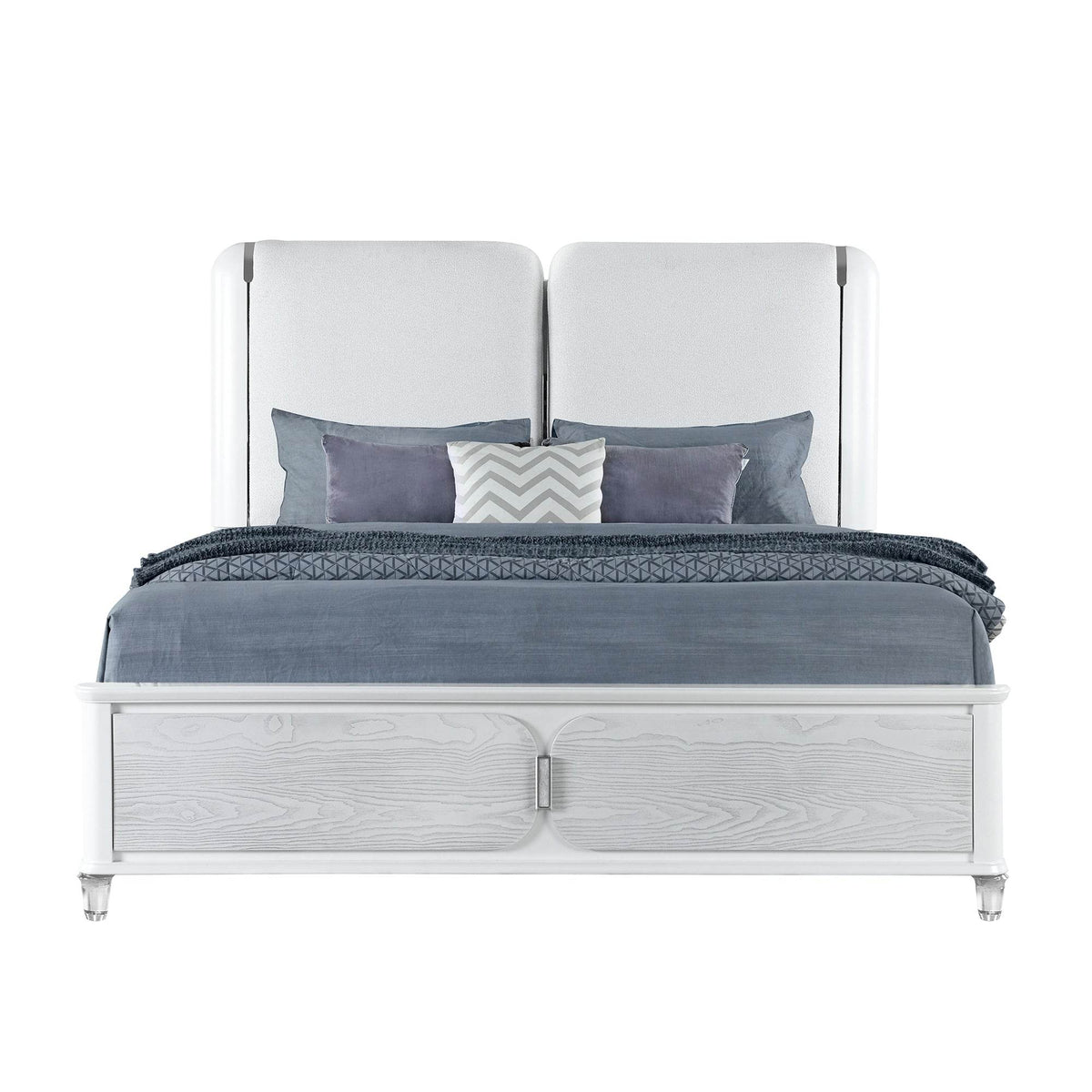 Contemporary Grey Queen Wood Bed Frame With LED Lighting