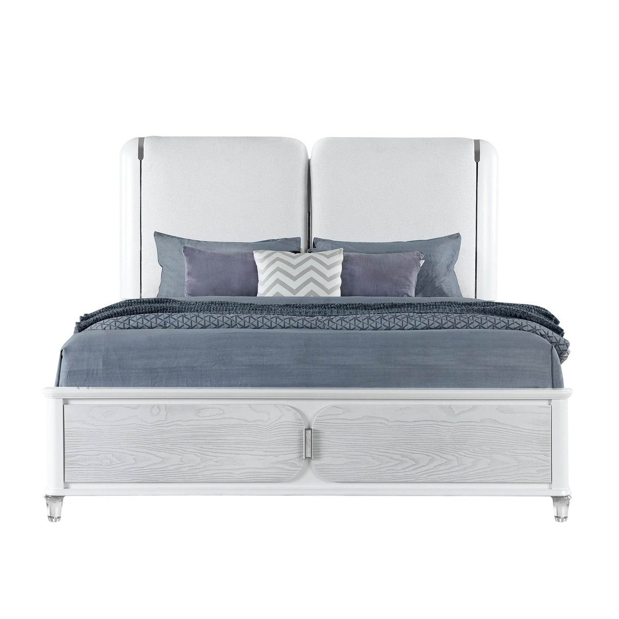 Contemporary Grey Queen Wood Bed Frame With LED Lighting