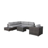 5-Person Brown HDPE Wicker Patio Seating Set With Cushions