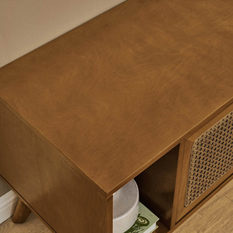 Mid Century Modern Solid Wood Rattan TV Stand - Sleep Galleria
