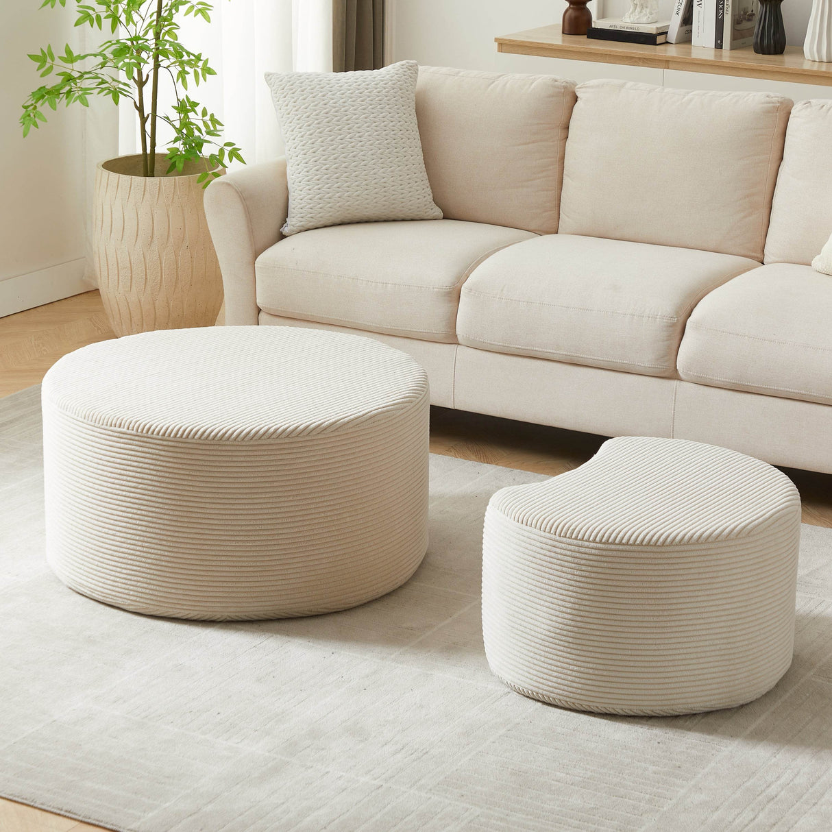 Set of 2 Upholstered Foam Ottoman Coffee Tables - Sleep Galleria