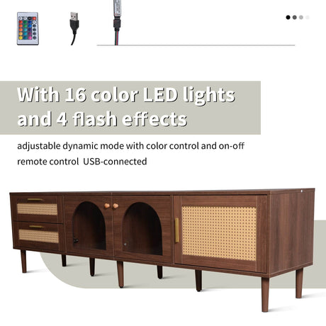 Rattan-Inspired Media Console TV Stand With Storage - Sleep Galleria