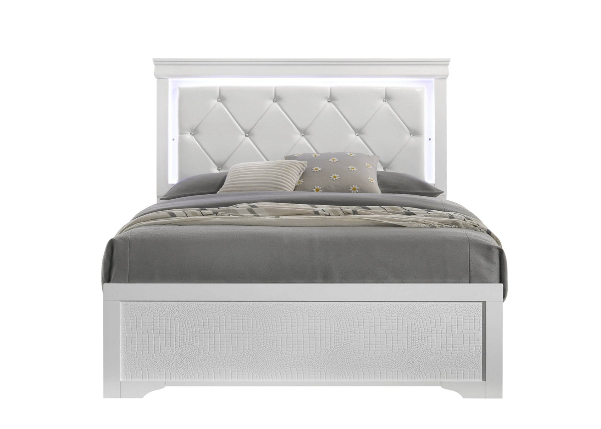 Modern Twin Faux Leather Upholstered Bed Frame With LED