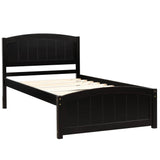 Espresso Solid Wood Platform Bed With Headboard And Footboard