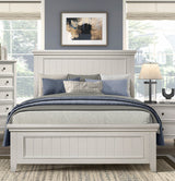 Full White Wood Farmhouse Panel Bed Frame