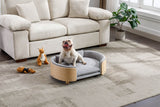 Scandinavian Elevated Large Dog Bed With Velvet Cushion - Sleep Galleria
