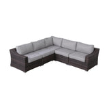 5-Piece Modern Rattan Wicker Sectional Patio Set With Cushions