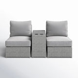 2-Person Weather-Resistant Wicker Outdoor Conversation Set With Cushions