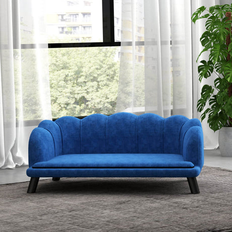 Large Velvet Foam-Cushioned Dog Couch With Wooden Legs - Sleep Galleria