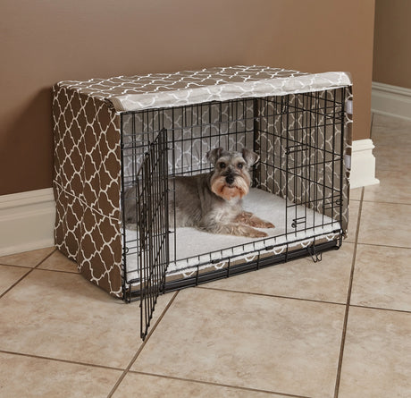 Dog Crate Cover, Brown Geometric Pattern, 30"
