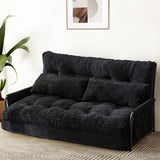 MAXYOYO Adjustable Floor Sofa Couch with 2 Pillows, Boucle Convertible Lazy Sofa Sleeper Bed with Armrest, Double Size, Living Room Furniture