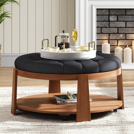 Modern Large Round Upholstered Ottoman Coffee Table - Sleep Galleria