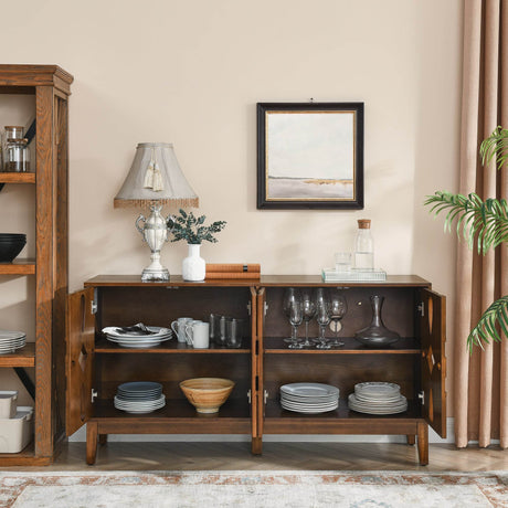 Mid Century Modern Walnut Solid Wood Sideboard Cabinet - Sleep Galleria