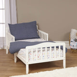 Solid Wood White Toddler Bed With Safety Rails