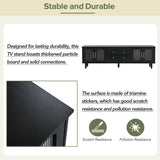 Retro Vintage Black TV Stand With Fluted Glass Doors - Sleep Galleria