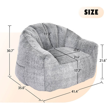 High - Density Foam Faux Fur Beanbag Chair - Calmora - Sleep Galleria