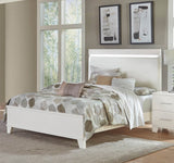 Modern White Gloss LED Queen Panel Bed Frame