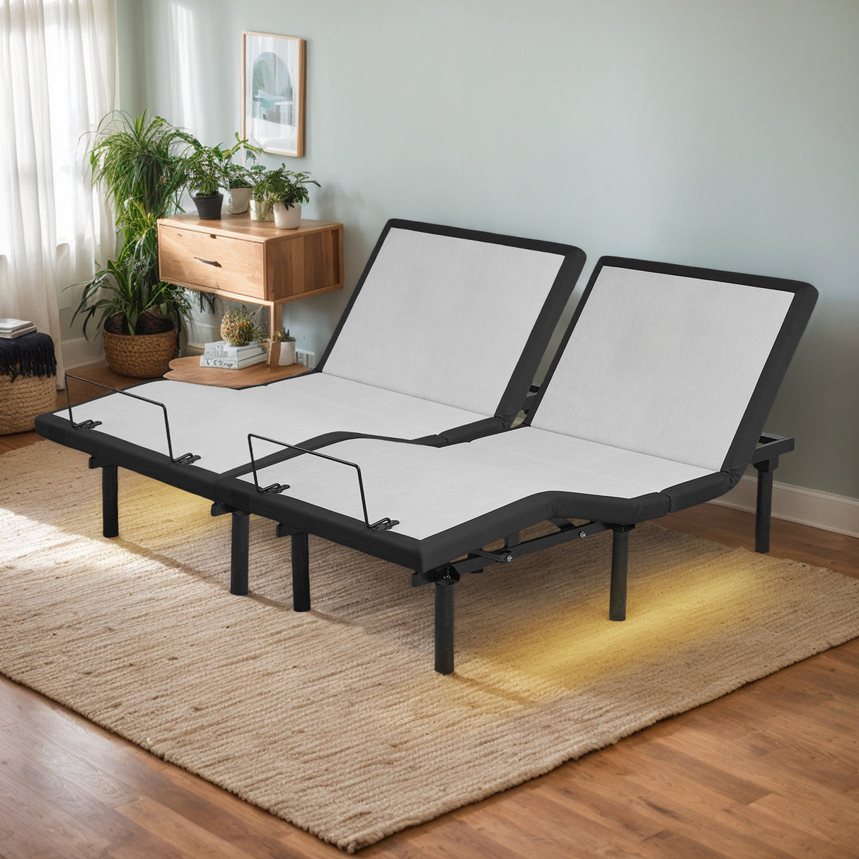 Split King Adjustable Bed Frame With Massage USB Ports