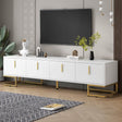 Modern White Gold Metal Legs TV Stand With Cabinets - Sleep Galleria
