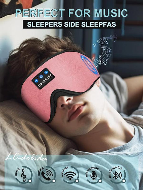 Bluetooth Sleep Eye Mask with Ultra-Thin Stereo Headphones Wireless Sleep Mask for Deep Sleep, Meditation, Travel & Insomnia Relief