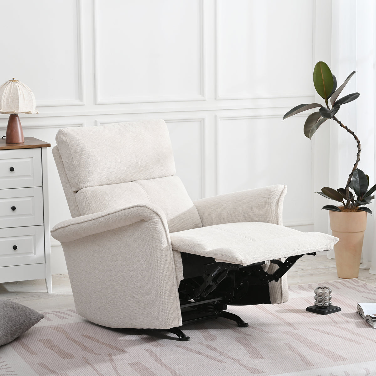 Manual Rocking Recliner Chair With Plush Padding