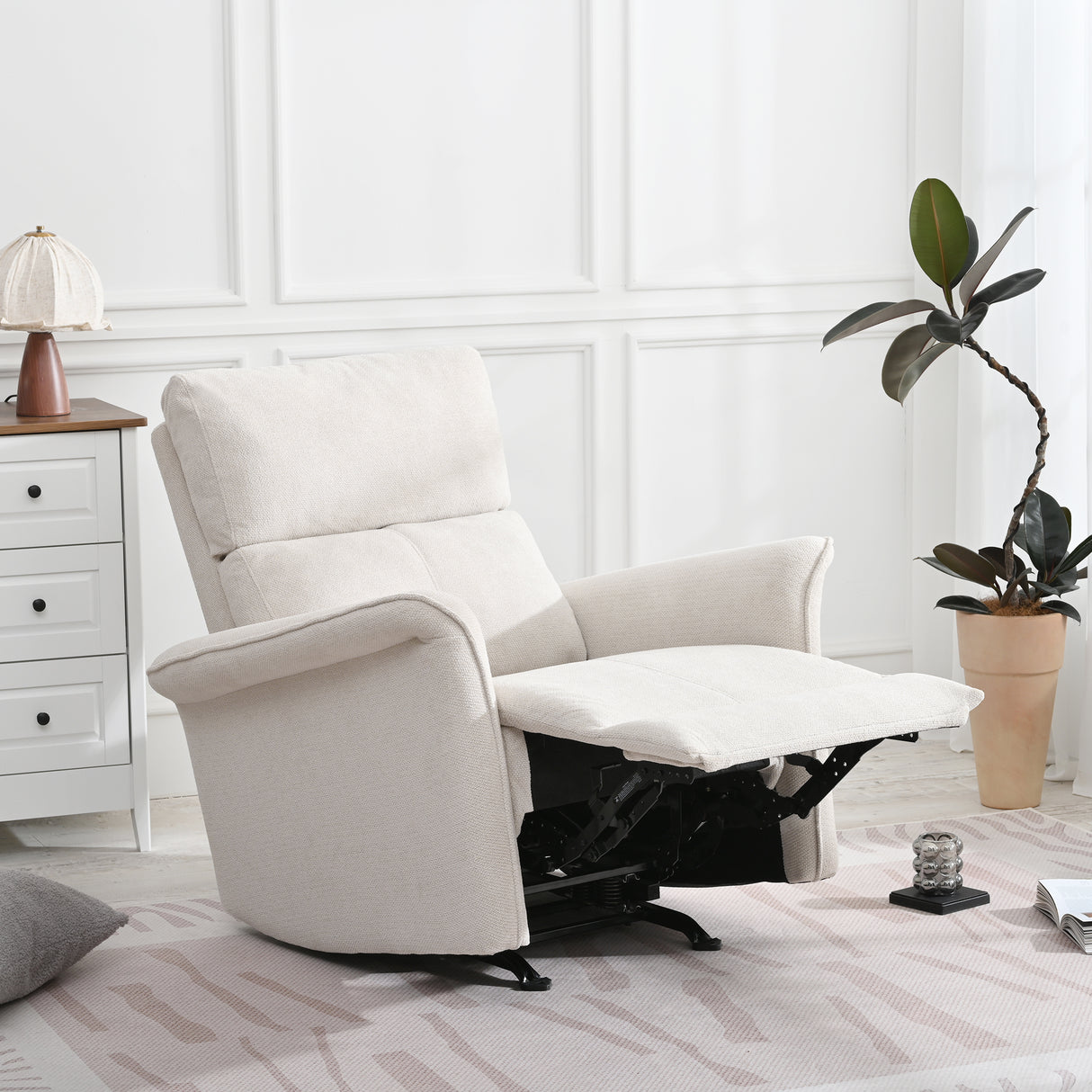 Manual Rocking Recliner Chair With Plush Padding
