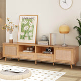 Modern Rattan TV Stand With Storage Cabinets - Sleep Galleria