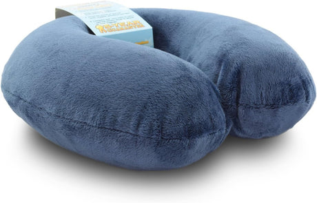 Travel Neck Pillow Memory Foam Airplane Travel Accessories Essentials Comfortable Washable Cover Plane Neck Support Pillow for Neck Pain Relief Sleeping Blue