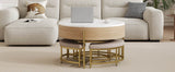 Modern Round Lift-Top Coffee Table With Storage And Ottomans - Sleep Galleria