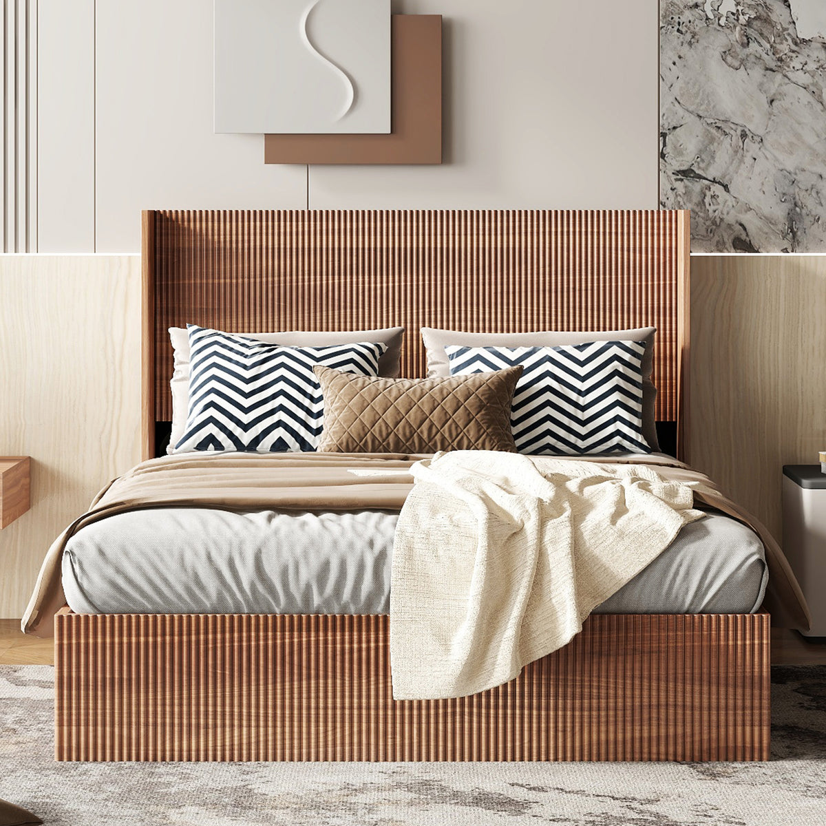 Queen Lift Storage Bed Frame With Gas Lift Mechanism