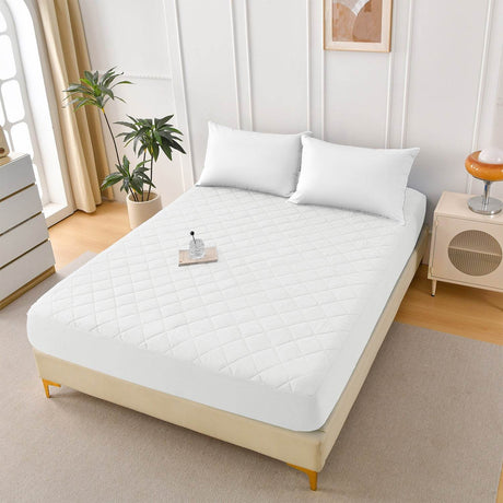 Waterproof Cotton Diamond Grid Mattress Protector Queen - Sleep Galleria