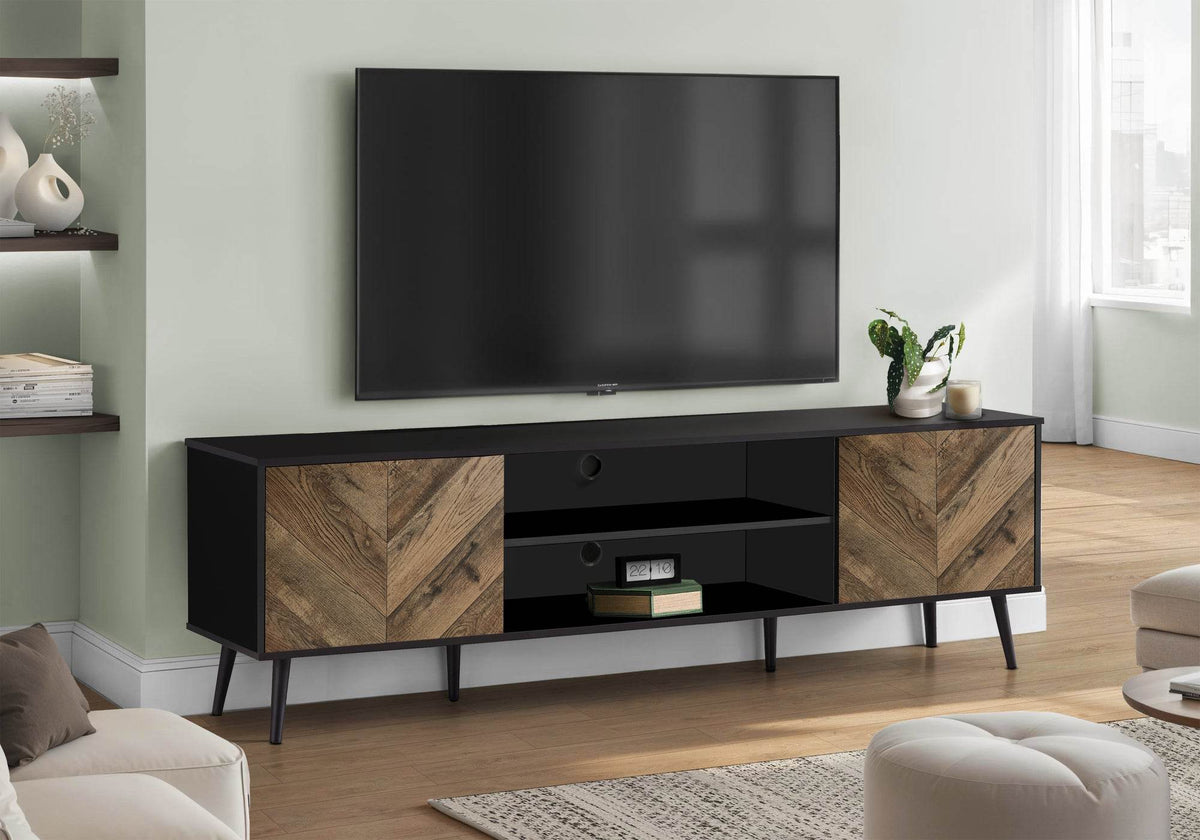72-Inch Contemporary Brown And Black TV Stand Console - Sleep Galleria