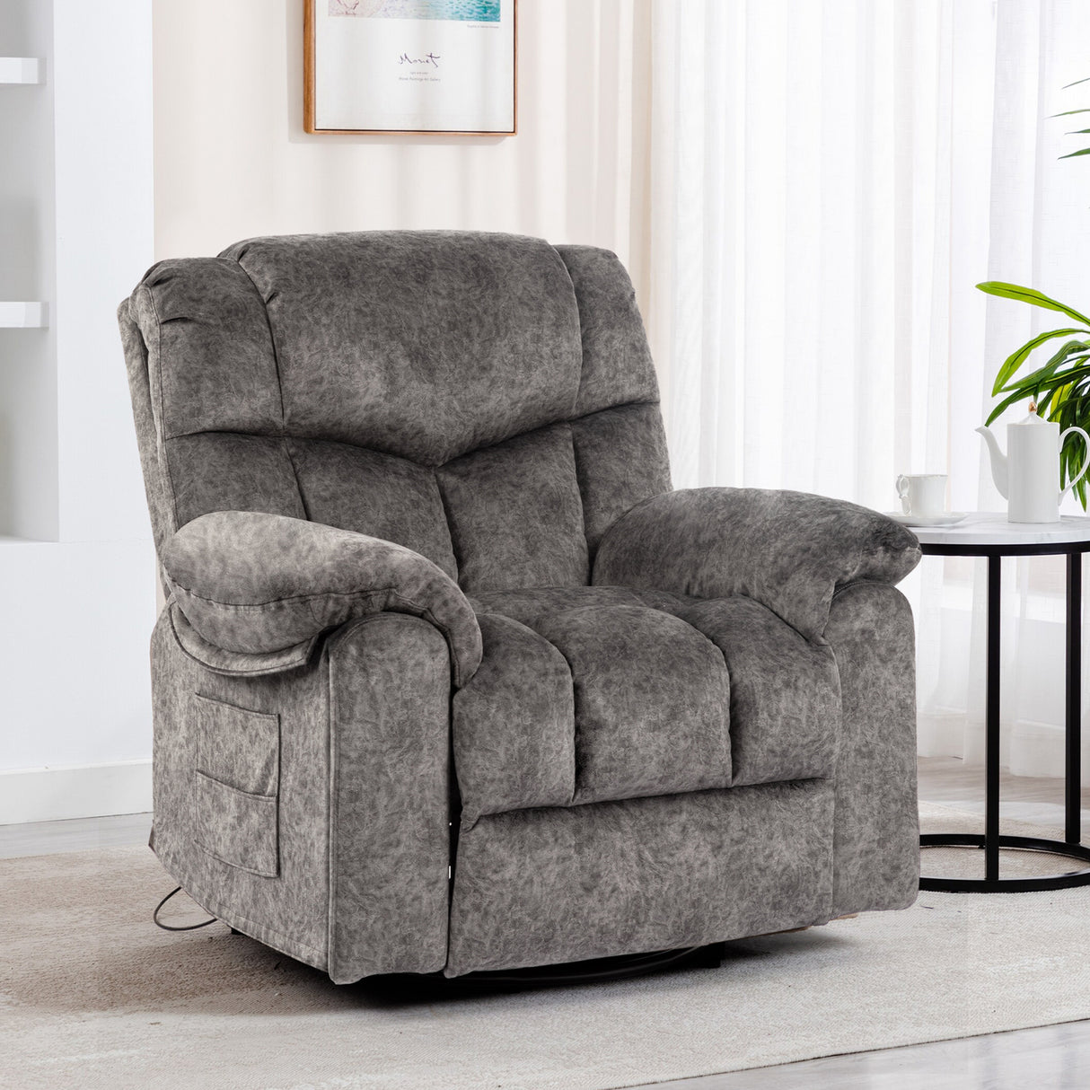 Velvet Manual Recliner Chair With Massage Heating