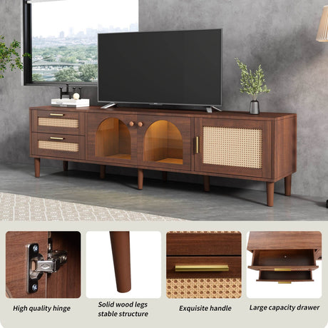 Rattan-Inspired Media Console TV Stand With Storage - Sleep Galleria