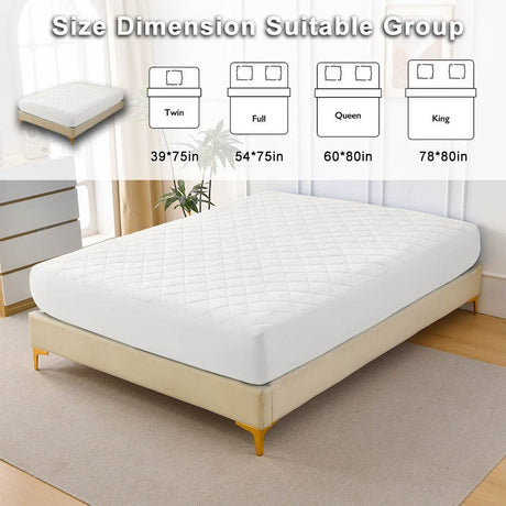 Waterproof Cotton Diamond Grid Mattress Protector Queen - Sleep Galleria