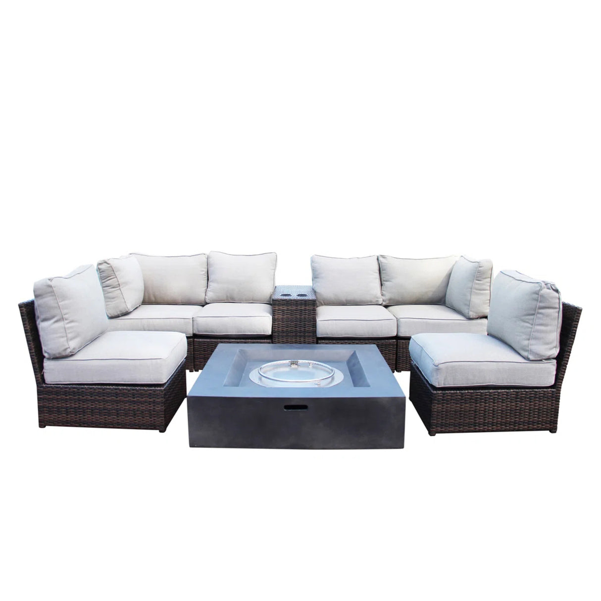 8-Piece Pre-Assembled Outdoor Patio Seating Set With Fire Pit