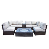 8-Piece Pre-Assembled Outdoor Patio Seating Set With Fire Pit