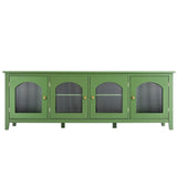 Antique Green Solid Wood TV Cabinet With Glass Door - Sleep Galleria